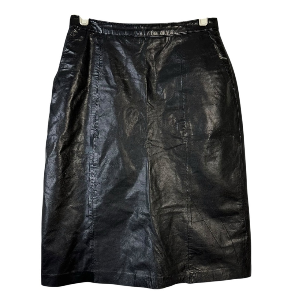 Vintage‎ Wilsons Black Leather Pencil Skirt Genuine Leather 90s Office Siren 10